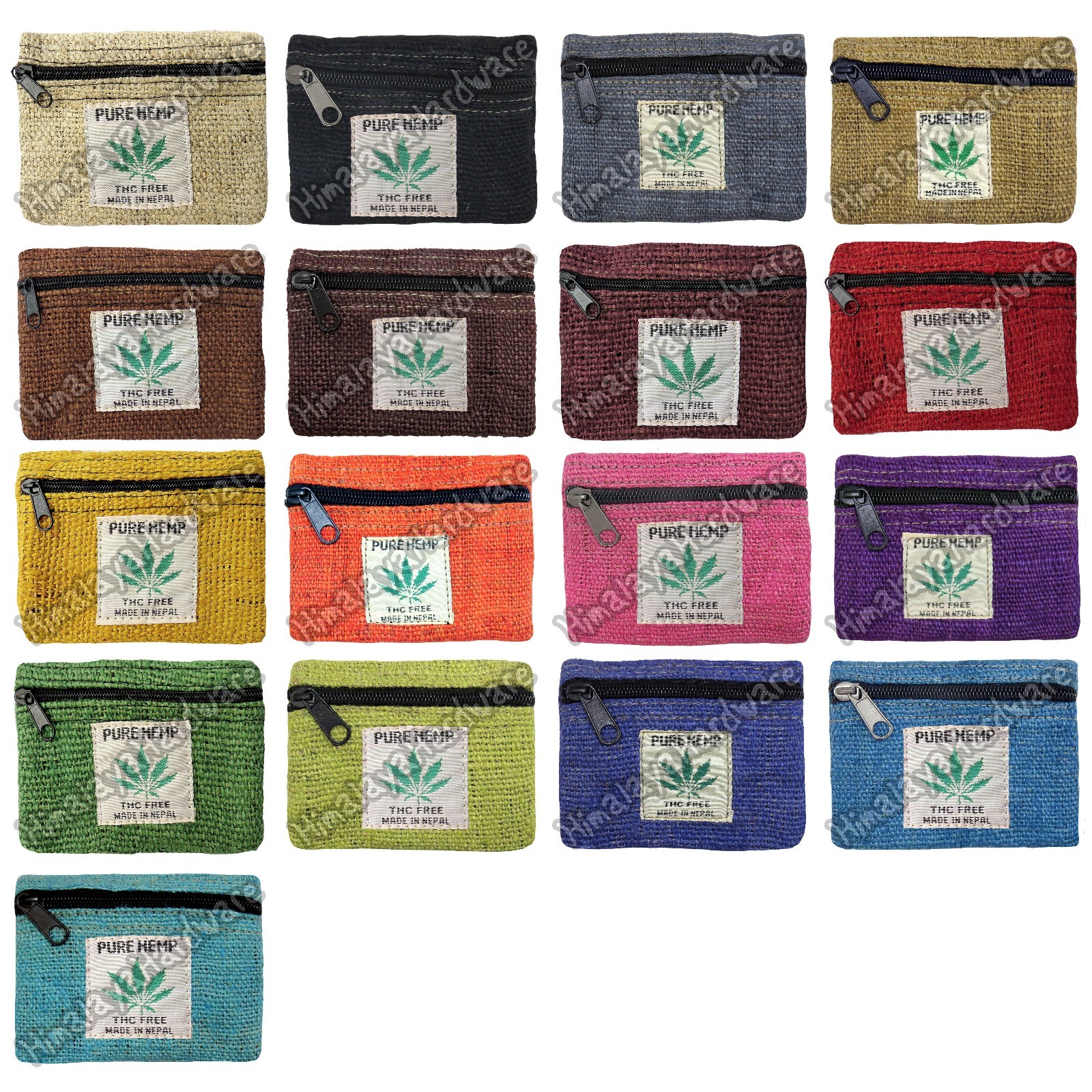 100% Hemp Pouch small Bag Case Zipper Rasta Coin Purse Marijuana Leaf Ganja Tote