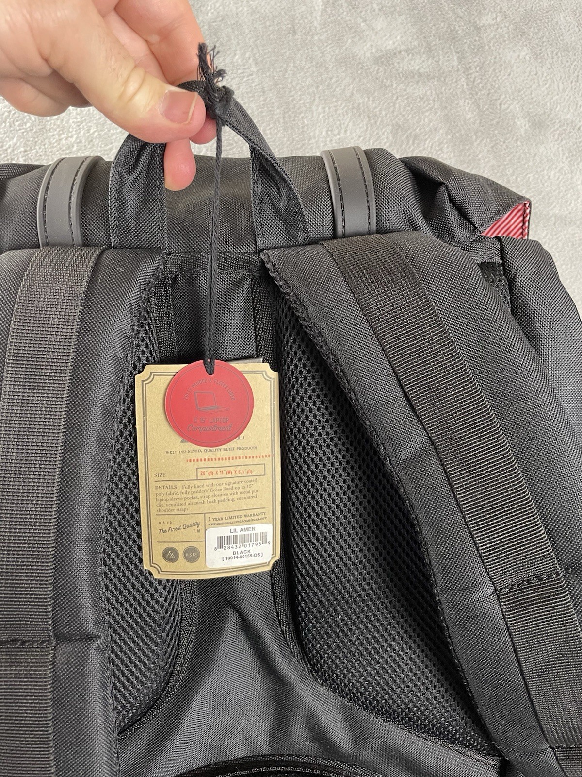 Herschel Supply Co Little America Black Backpack Rucksack B E T Embroidered NWT