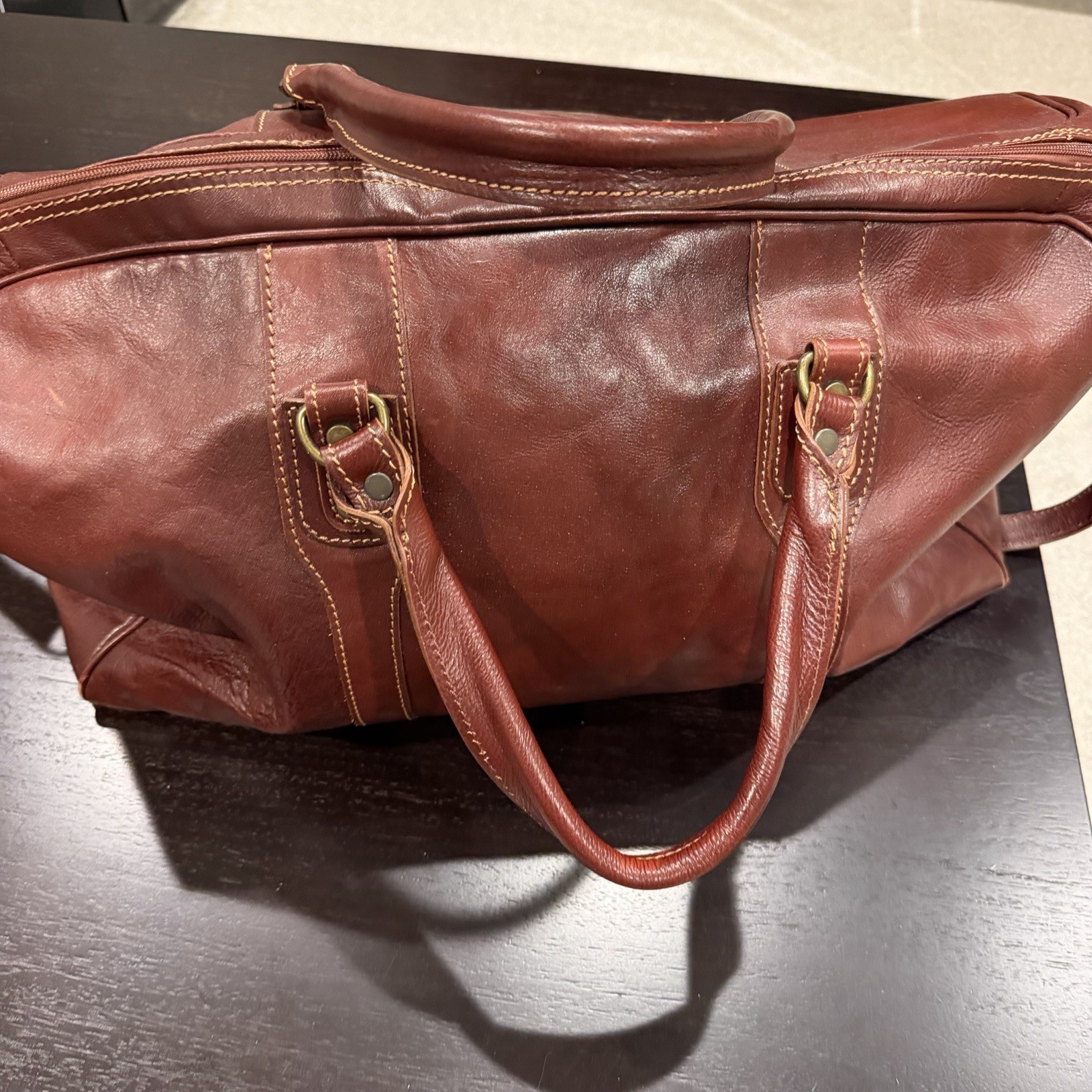 Cenzo Italian Calf-Skin Leather Cenzo Italian Holdall Leather Duffle Bag