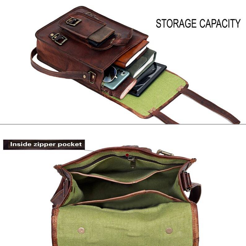 Handmade Personalized Genuine Leather Satchel – Unisex iPad Shoulder Bag