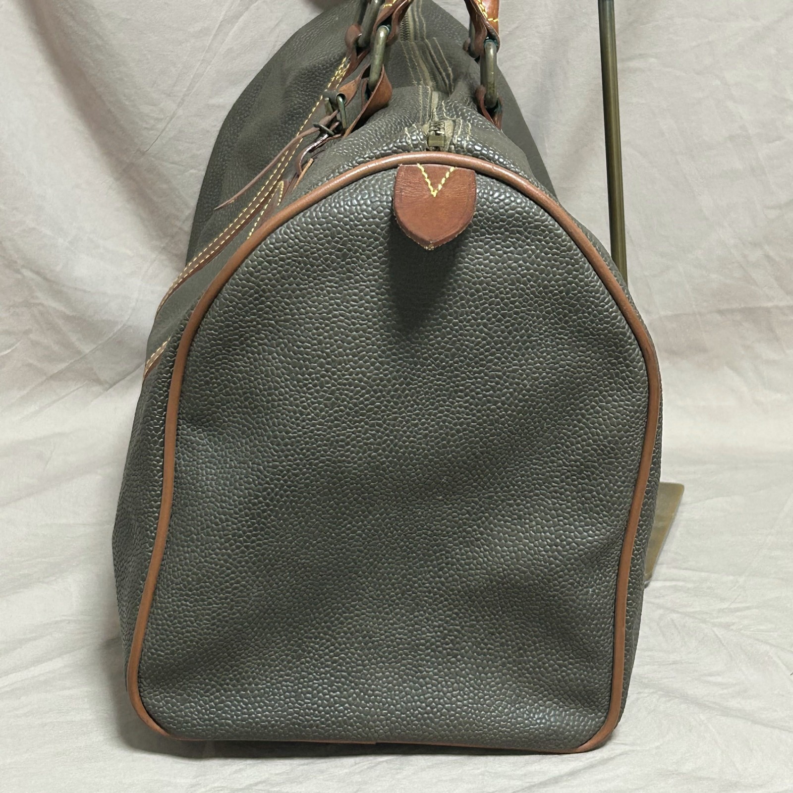 Vintage Mulberry England Scotchgrain Clipper Holdall Weekender Bag Green from JP