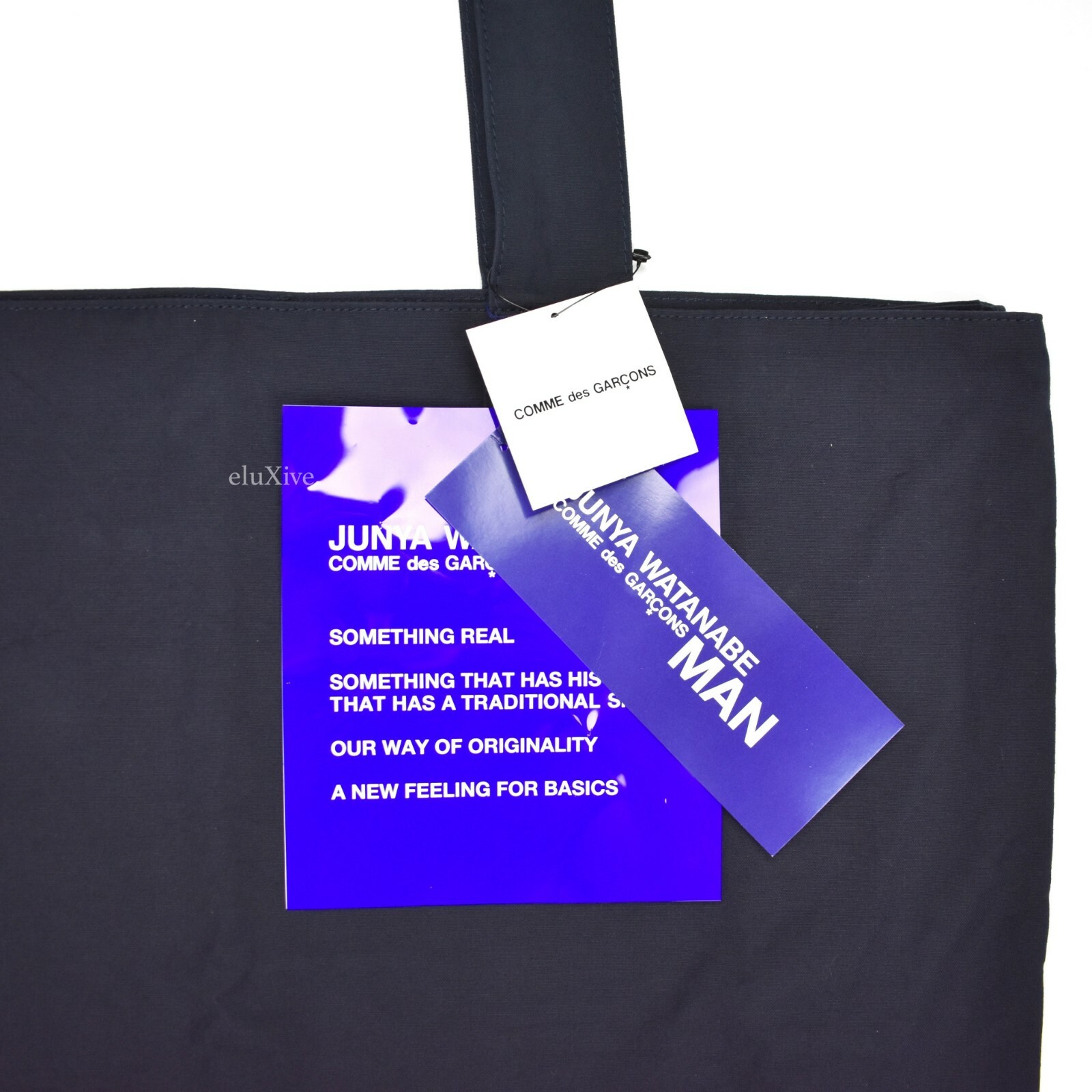 NWT Comme Des Garcons Junya Watanabe MAN Navy Large Canvas Tote Bag AUTHENTIC
