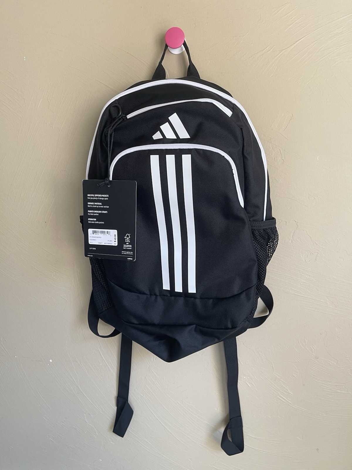 New Adidas BTS Originator School/Sports/Travel Backpack, Black/White