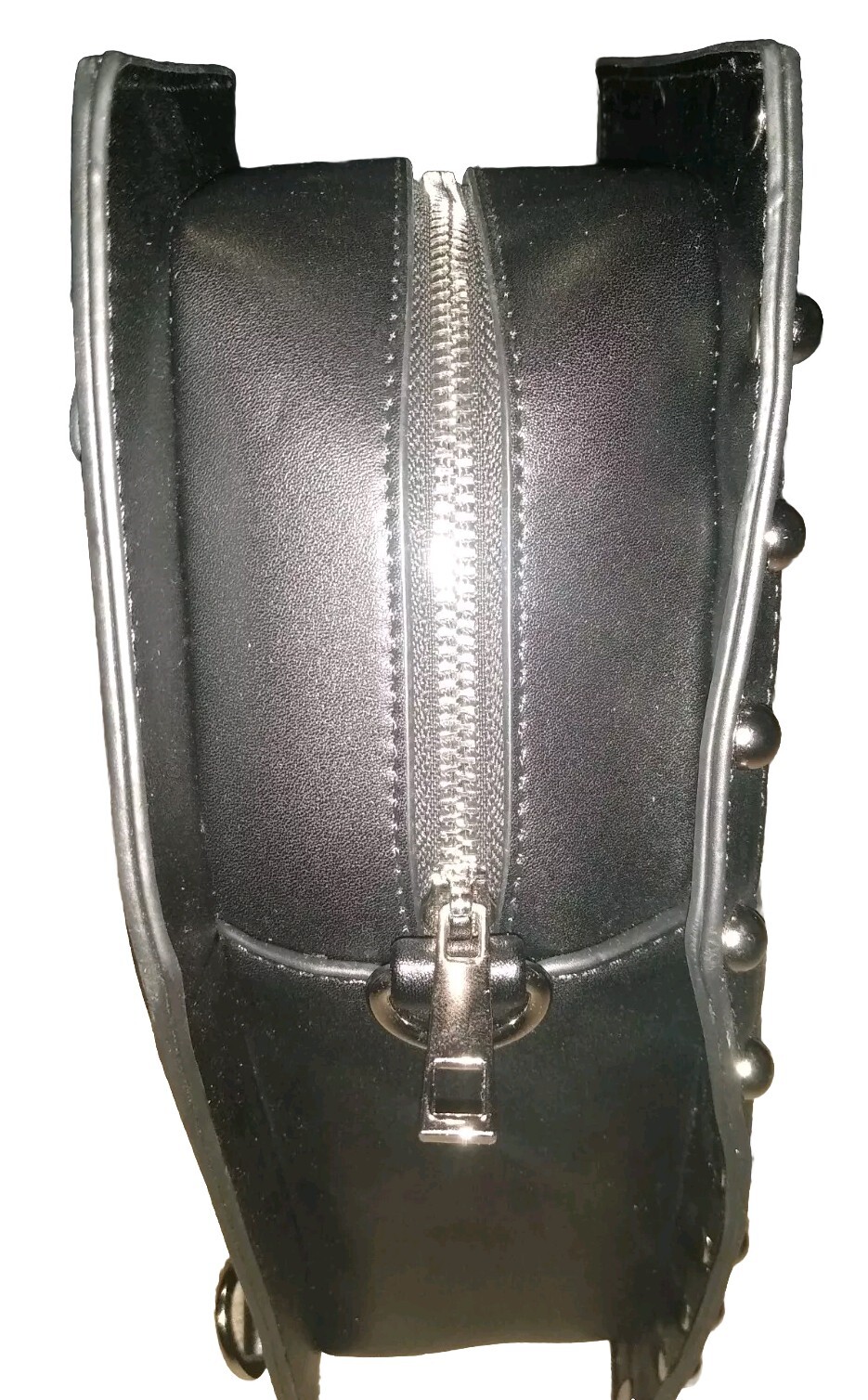 Black Coffin Style Gothic Backpack w/ Embroidered Aquarius Zodiac & Metal Studs