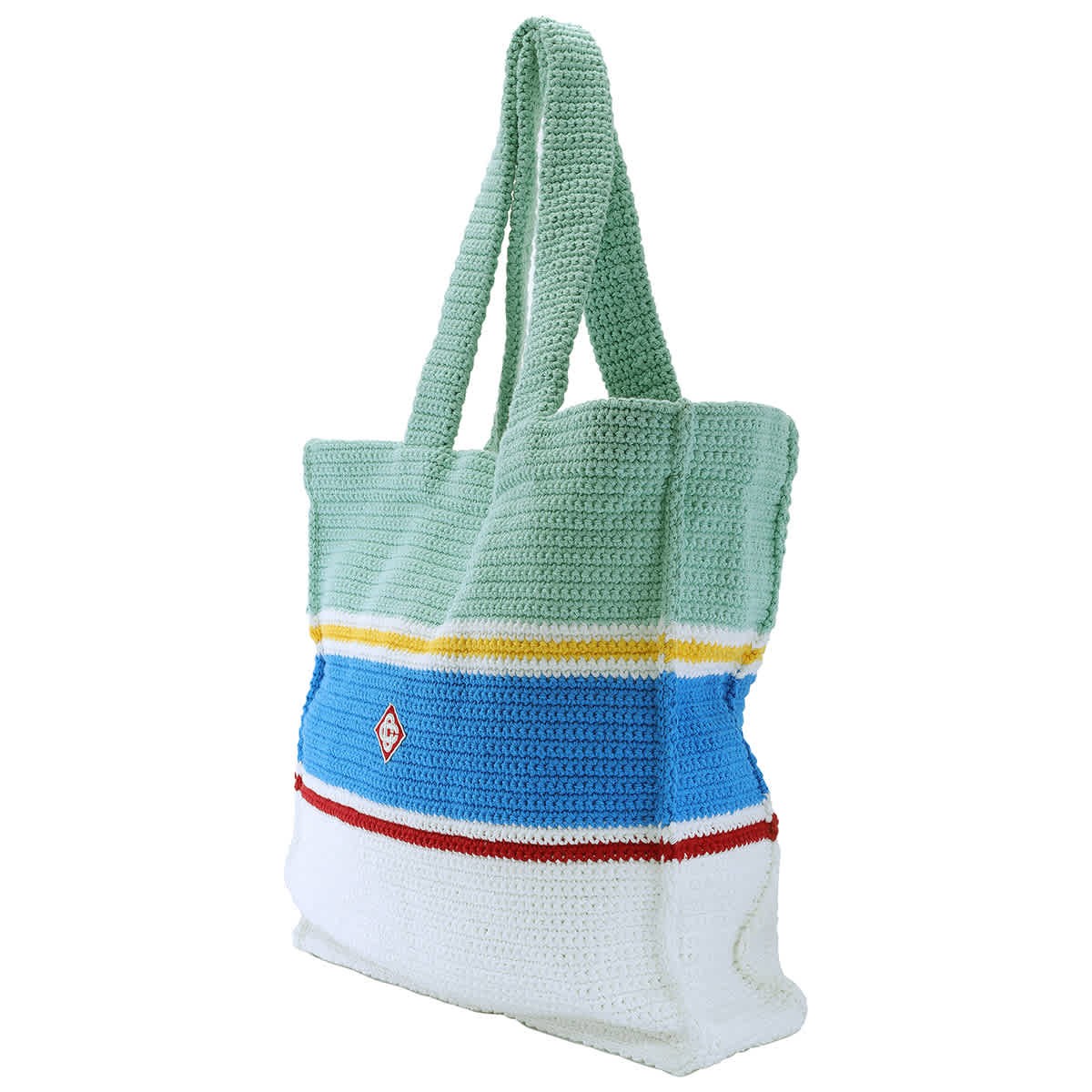 Casablanca Men’s White / Blue Multi Crochet Shopper Bag APF24-BAG-104-0-WHITE /
