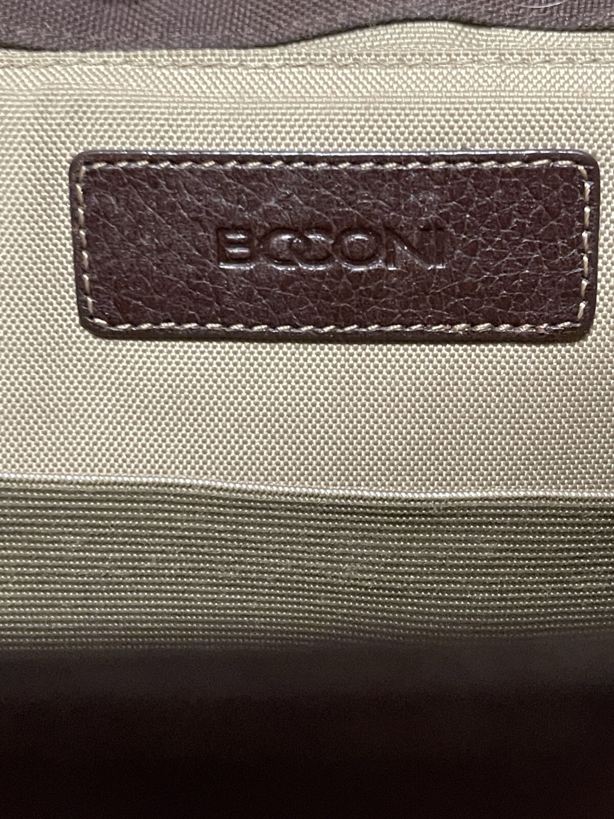 Boconi Canvas Leather Messenger Briefcase Brown Laptop Shoulder Bag