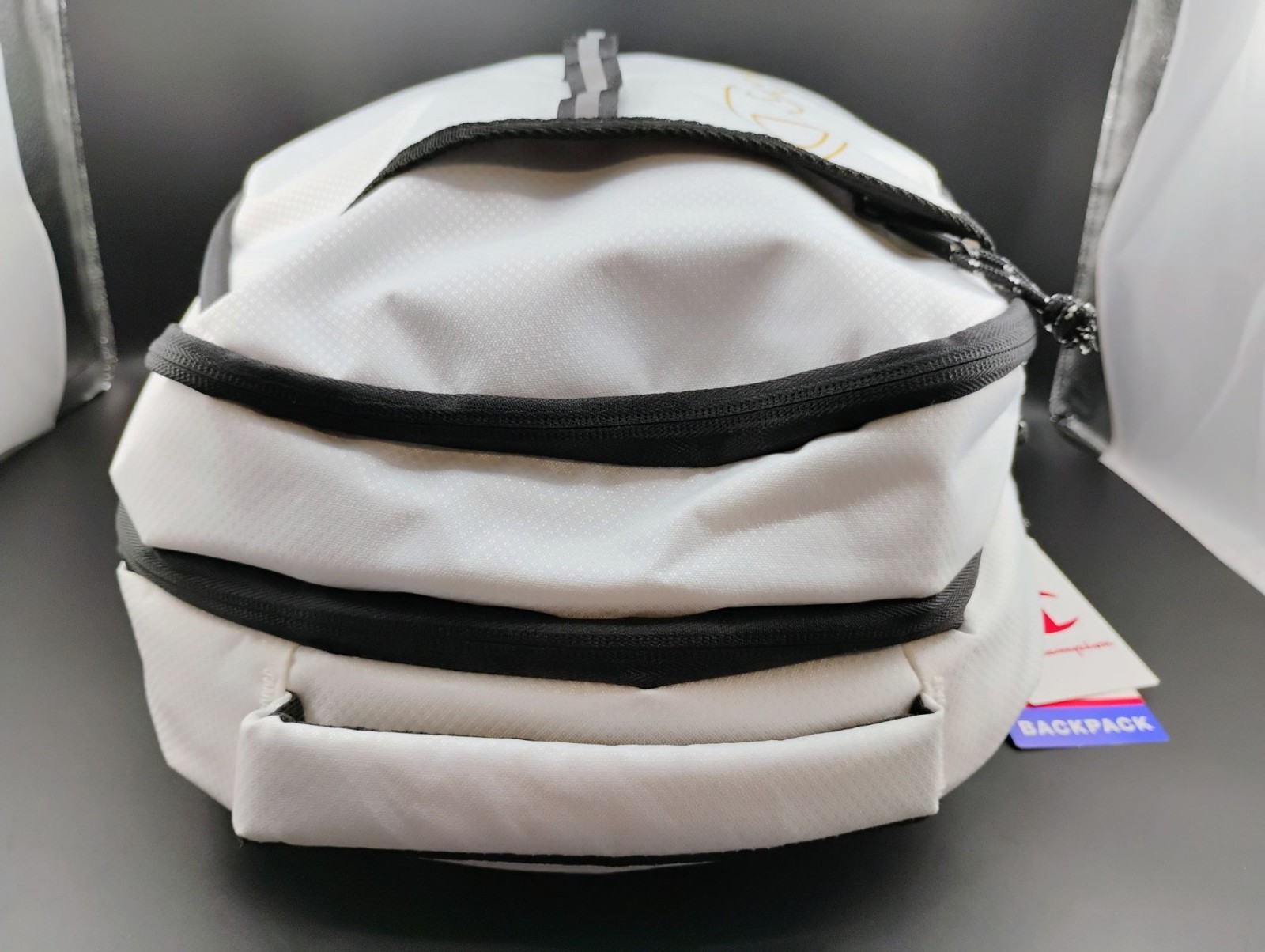 Champion White & Black Backpack With Gold Lettering Durable