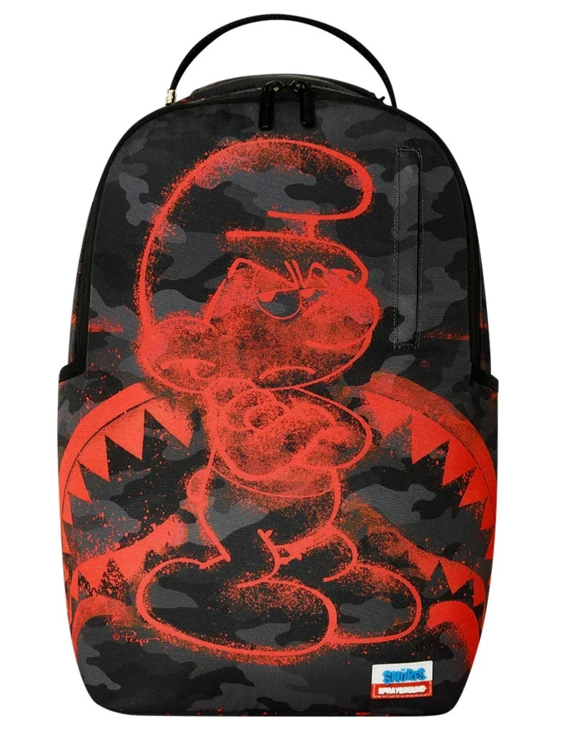 SPRAYGROUND LIMITED EDITION BACKPACK SMURFS RED STENCIL CAMO ATTITUDE