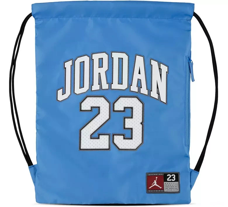 Nike Jordan Gym Sack Blue Drawstring Backpack Zip Pocket Lightweight Bag