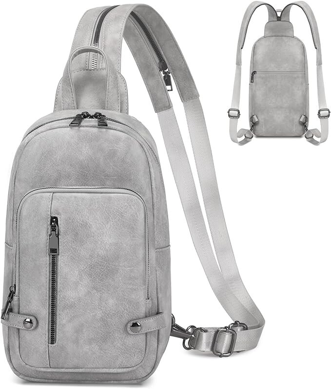 Crossbody Sling Backpack, Causal Unisex Daypack Cross Body Shoulder Purse -Gray