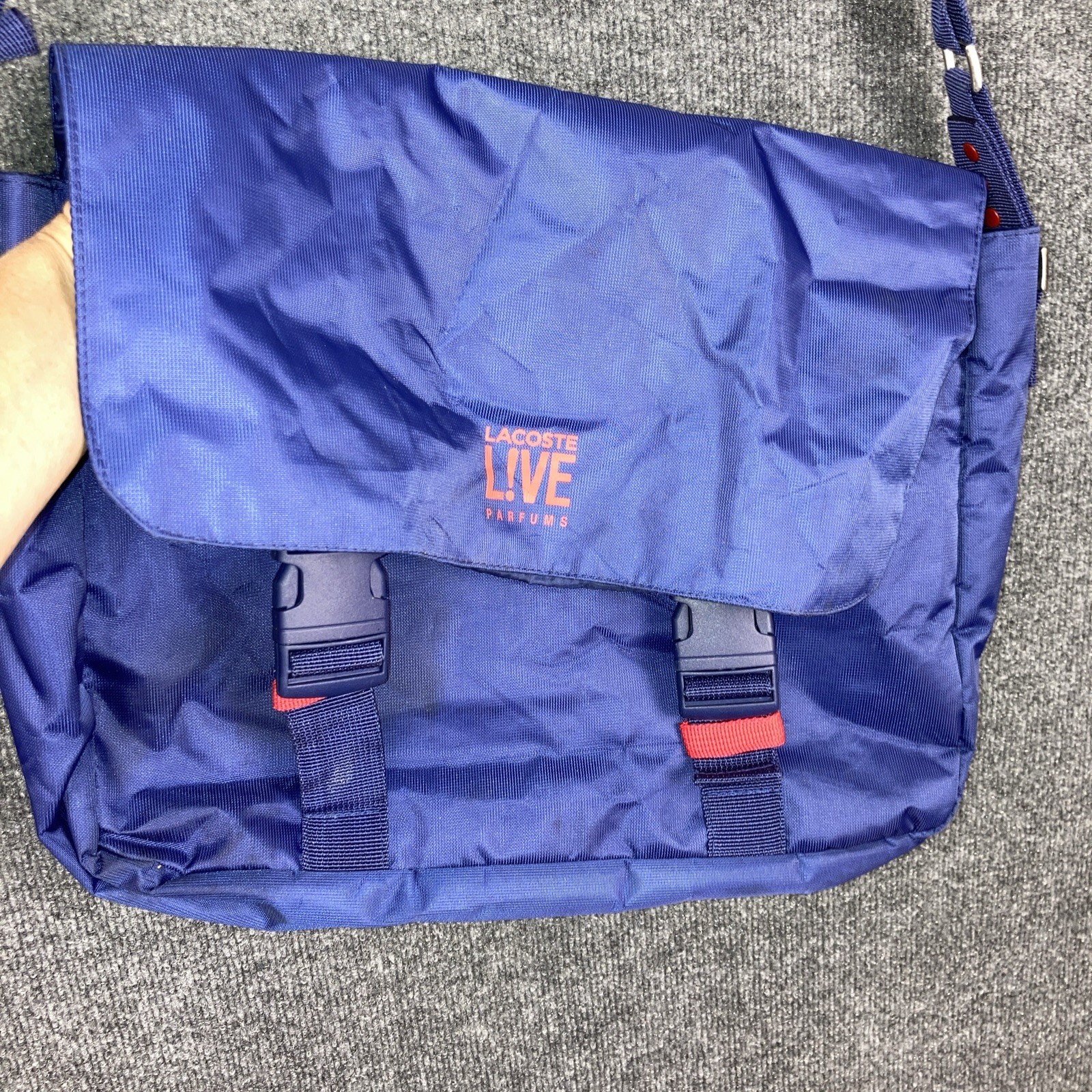 Lacoste Live Parfums Royal Blue Shoulder Messenger Bag EUC