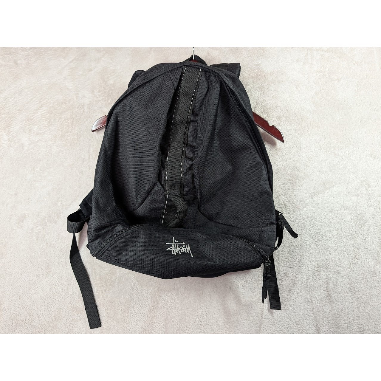 90s Y2K Vintage Stussy Black Backpack Clam Shell Skatewear Skate Unique