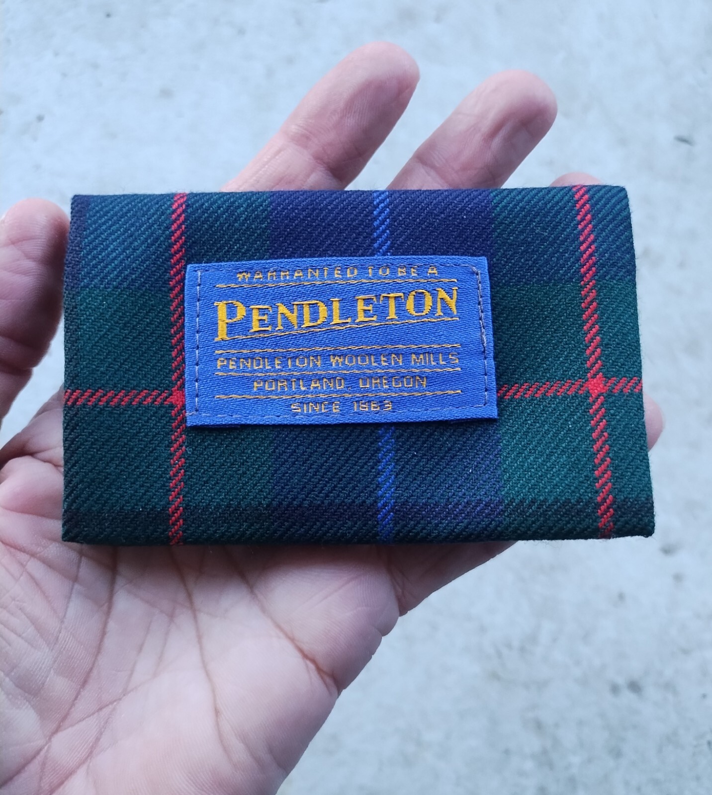 VINTAGE PENDLETON WOOL TARTON PLAID CREDIT CARD, BUSINESS CARD WALLET 4″ X 2.5″
