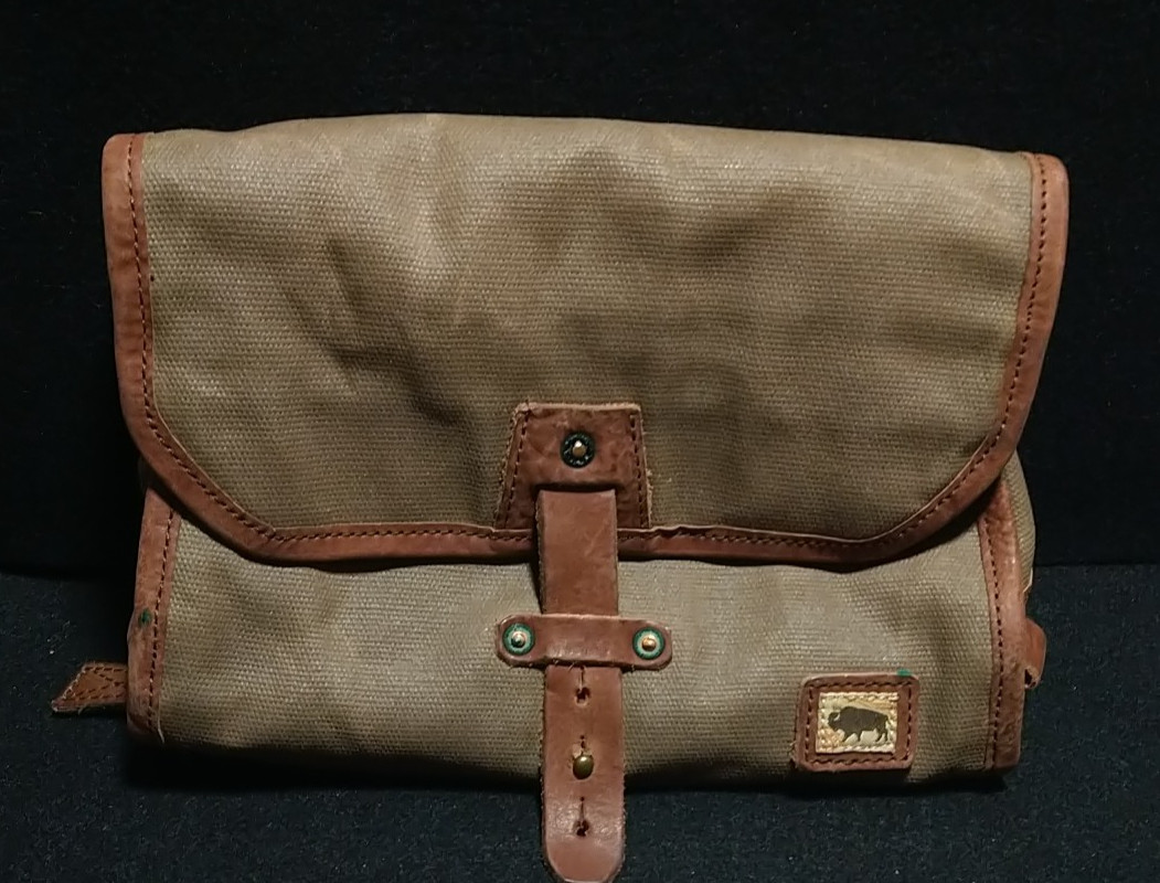 Buffalo Jackson Dakota Dopp Roll Up Waxed Canvas Toiletry Organizer Portable