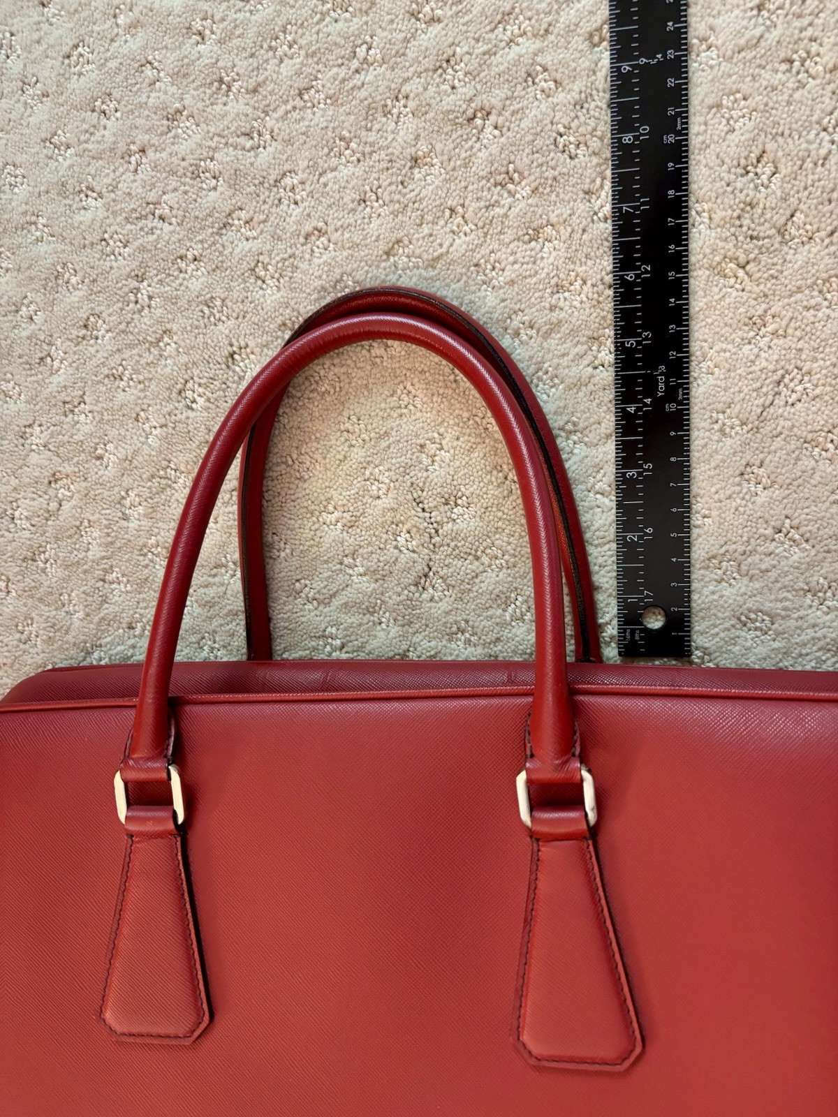 Prada Saffiano Classic Red Leather Computer / Overnight Bag VG Dolce