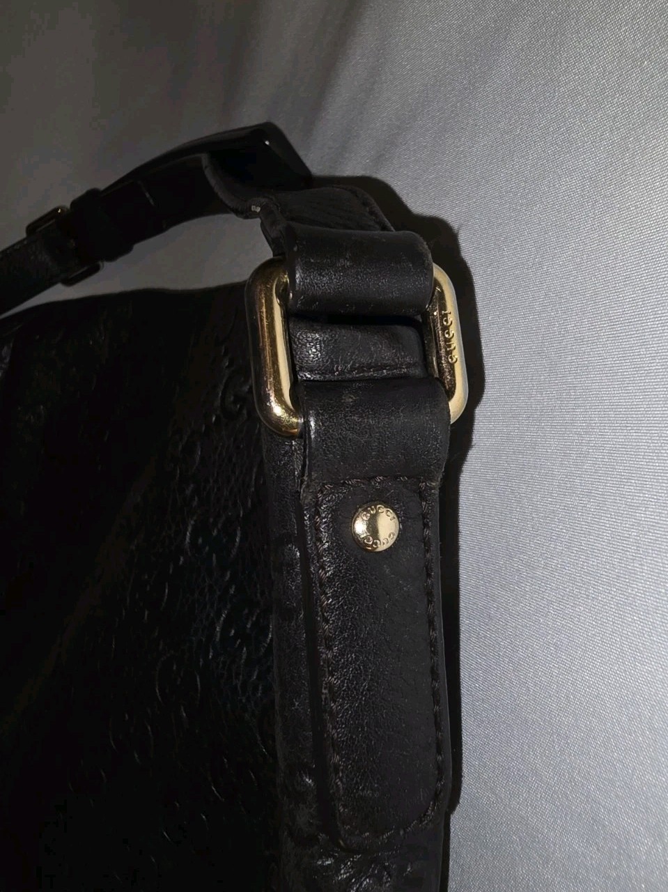 Gucci Guccissima Brown Leather Messenger Crossbody Bag Flap Italy Authentic