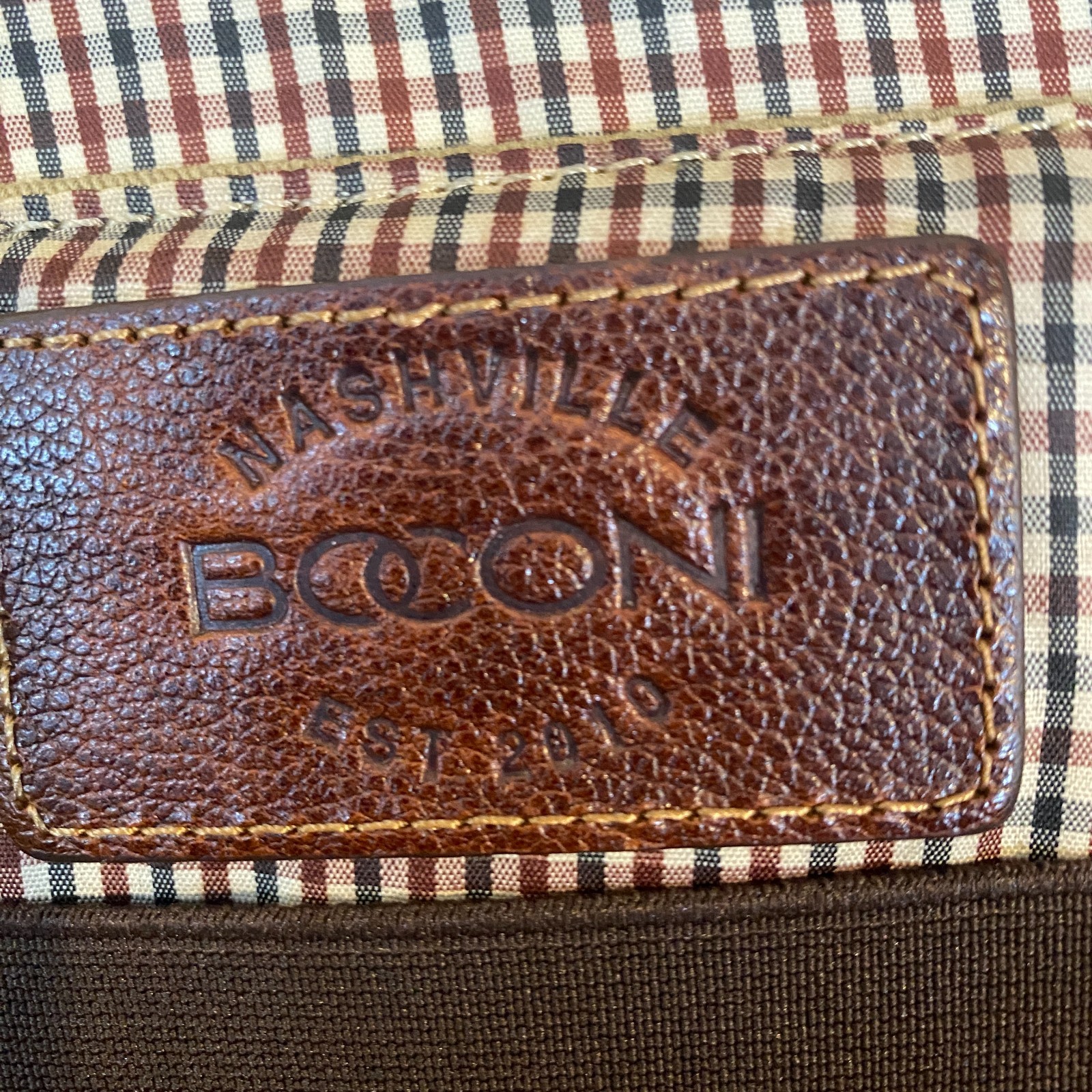 BOCONI Brown Distressed Leather Laptop Briefcase 16″ RFID Work Retro Business