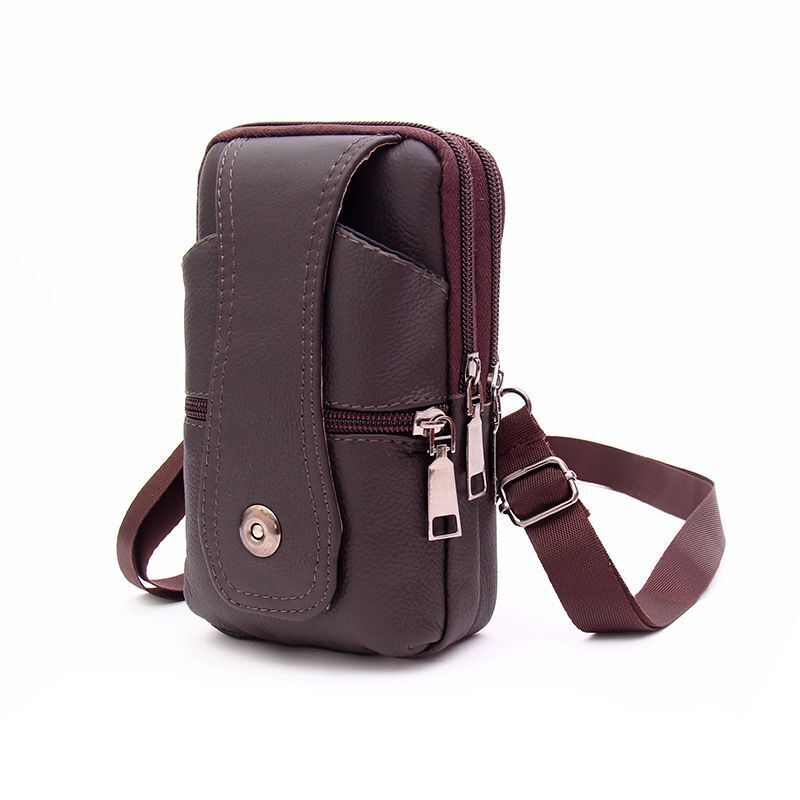 Men Leather Phone Pouch Belt Bag Shoulder Fashion Crossbody Waist Pack Handbag