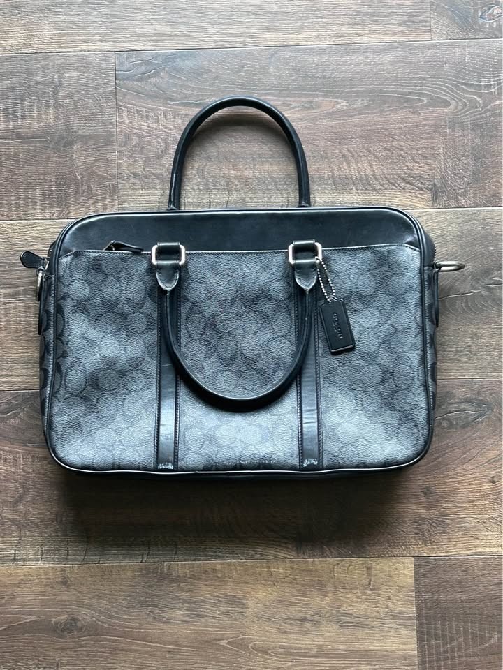 Coach Signature Black Briefcase or business Laptop Bag. minor damage