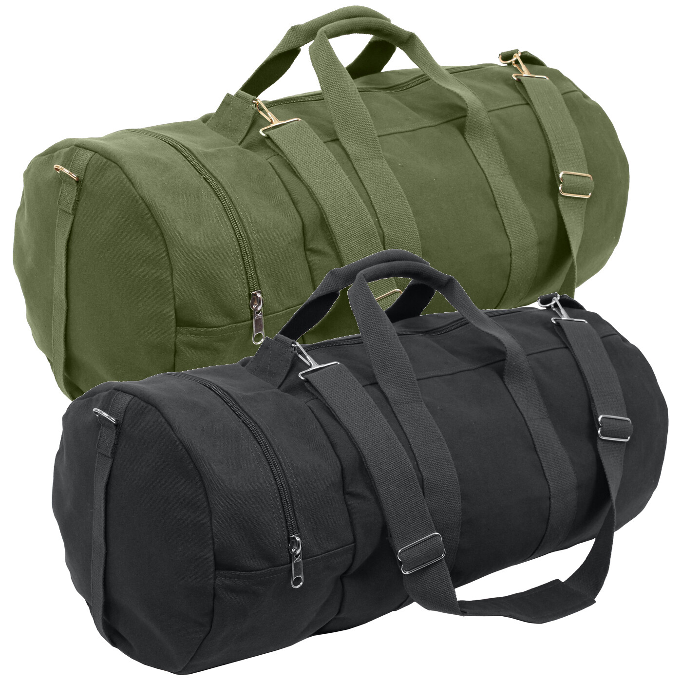 Canvas Sports Bag – Double-Ender 3 Pocket Sports & Gym Bag Black/OD – 30″x13″