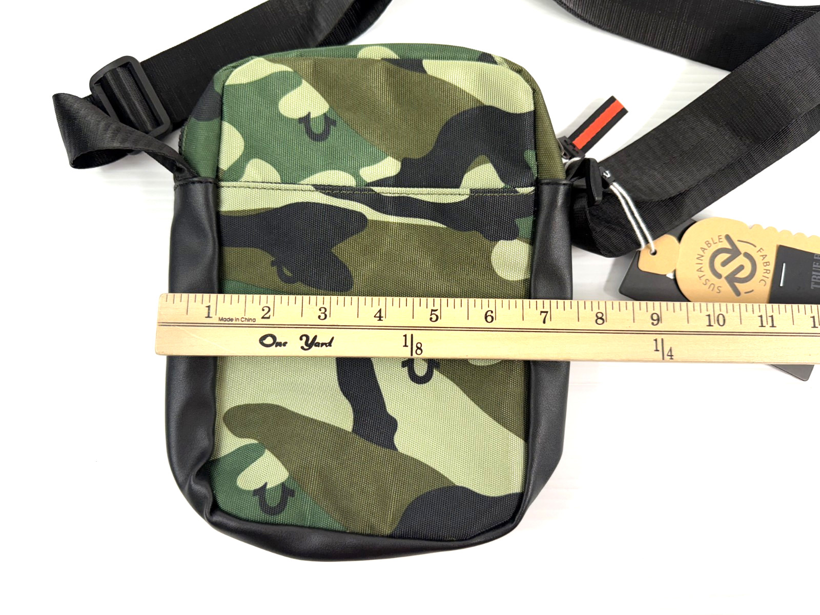 True Religion Nylon Sling Bag Adjustable Strap Camouflage