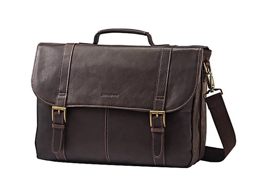 Samsonite Colombian Leather Flap-Over Messenger Bag Brown Laptop Computer