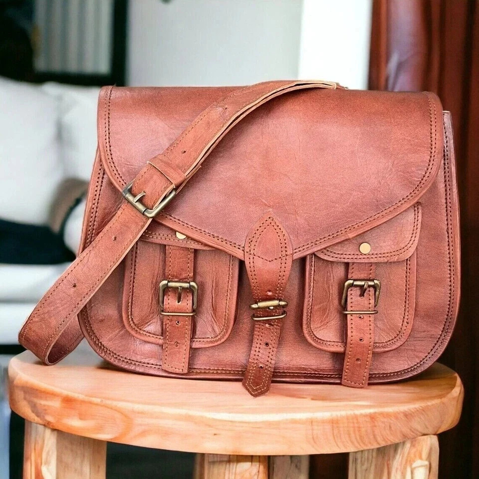Men’s Aesthetic Leather Messenger Satchel Bag Handmade Vintage Brown New