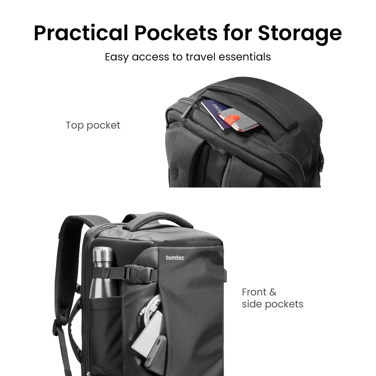 28/40L Travel Backpack – TSA Approved Carry-On Bag, Water-Resistant Luggage, PFA