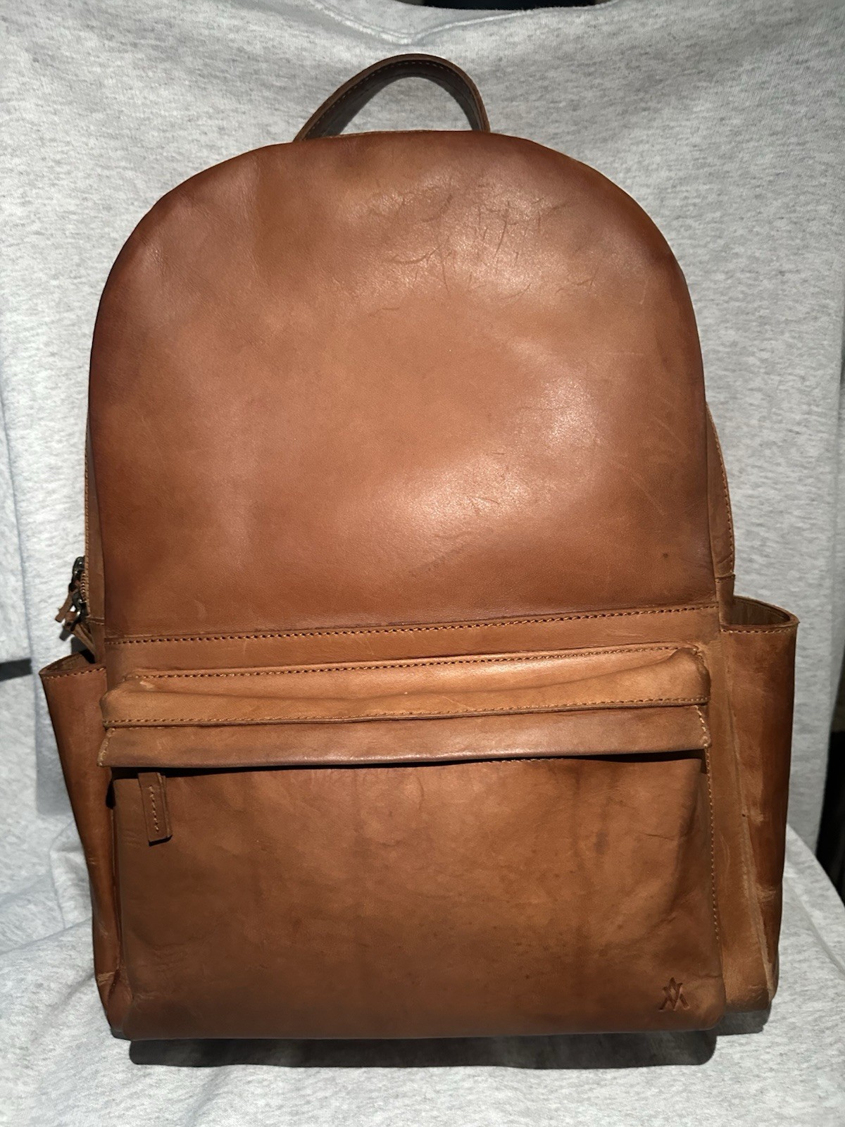 OOAK Leather Backpack Camel Brown Large Laptop Travel Bag