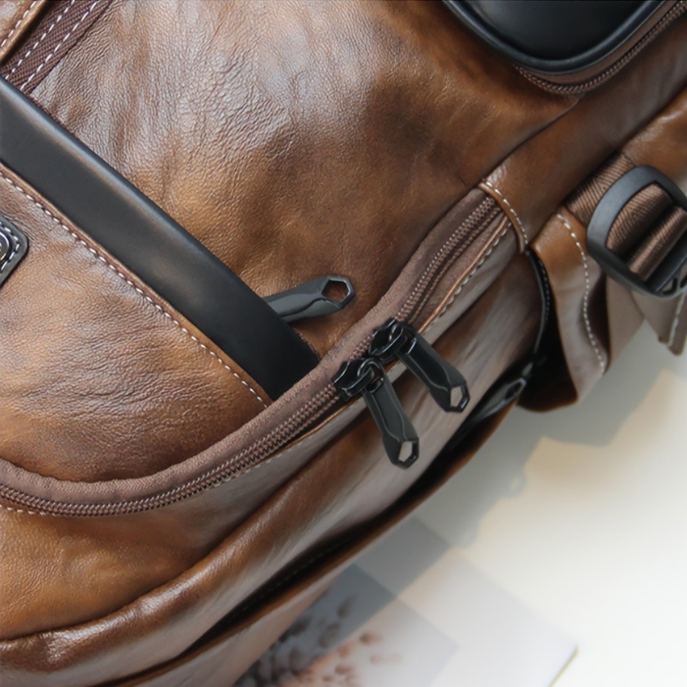 US Business Mens Genuine Leather School Backpack Laptop Travel Waterproof Bag
