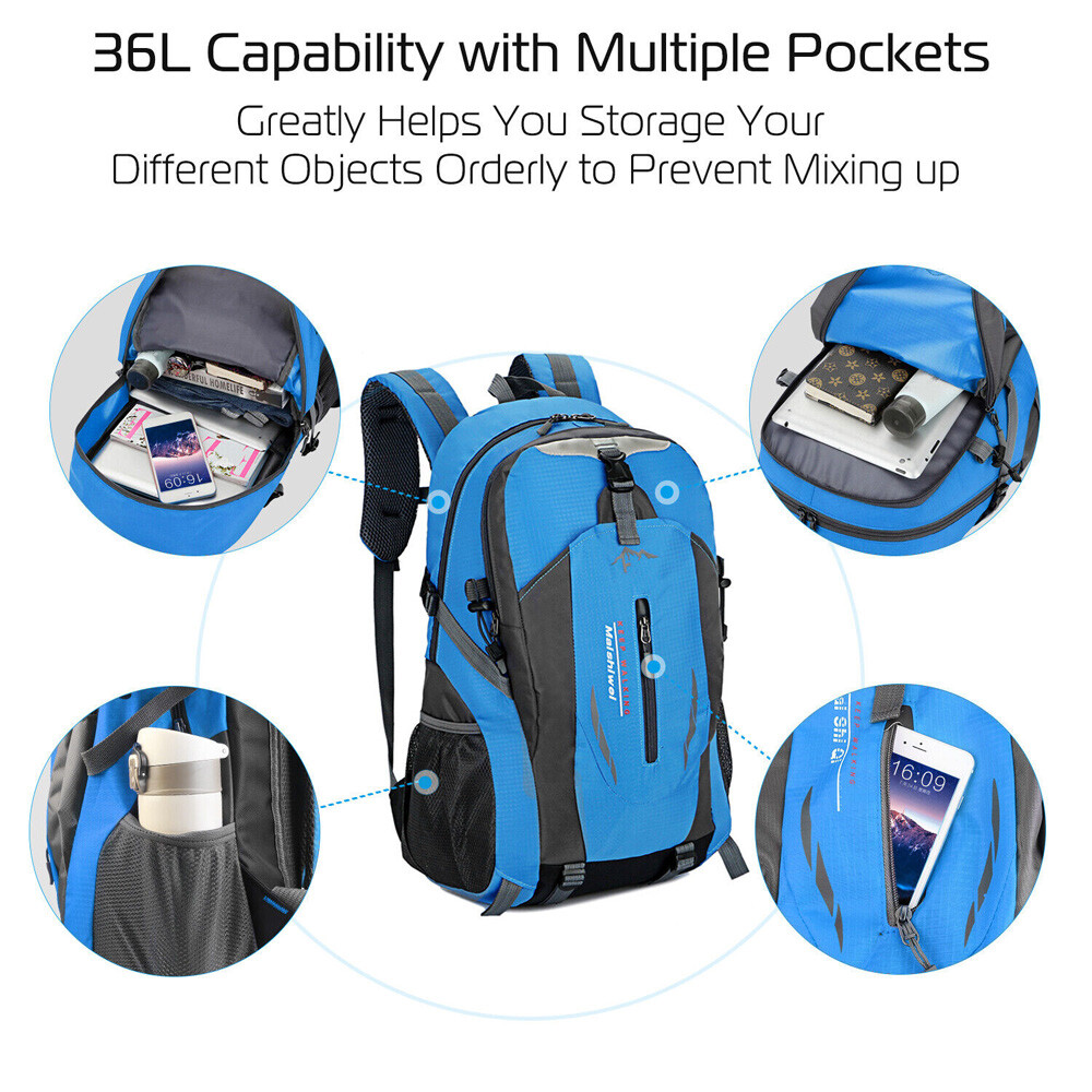 36L Nylon Travel Backpack Waterproof Outdoor Rucksack Men Camping Hiking Bag US