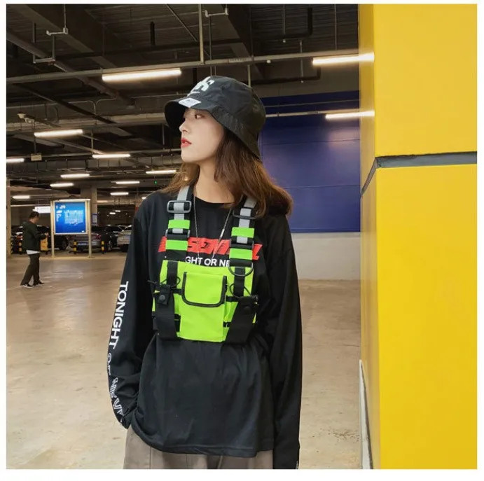 Functional Tactical Chest Bag For Men Fashion Bullet Hip Hop Vest Streetwear Bag