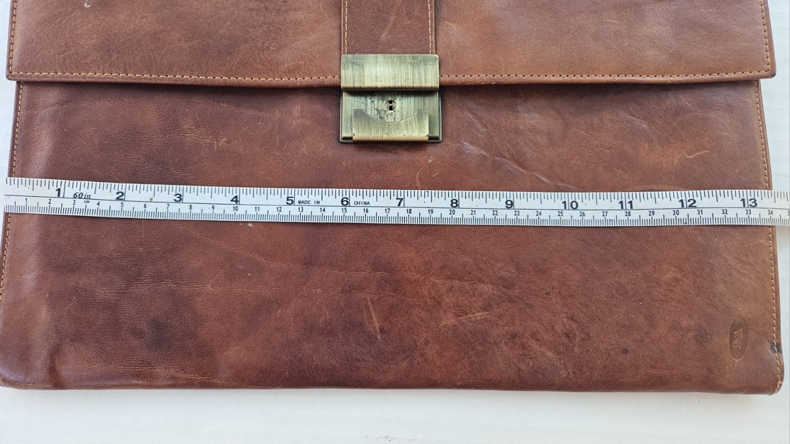 Vintage Gut Style Germany Full Leather Portfolio Briefcase Attache Brown Case