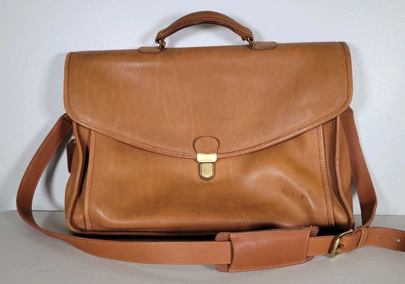 VTG Coach Morgan Briefcase 7105 British Tan Cowhide Leather Messenger Bag 90s