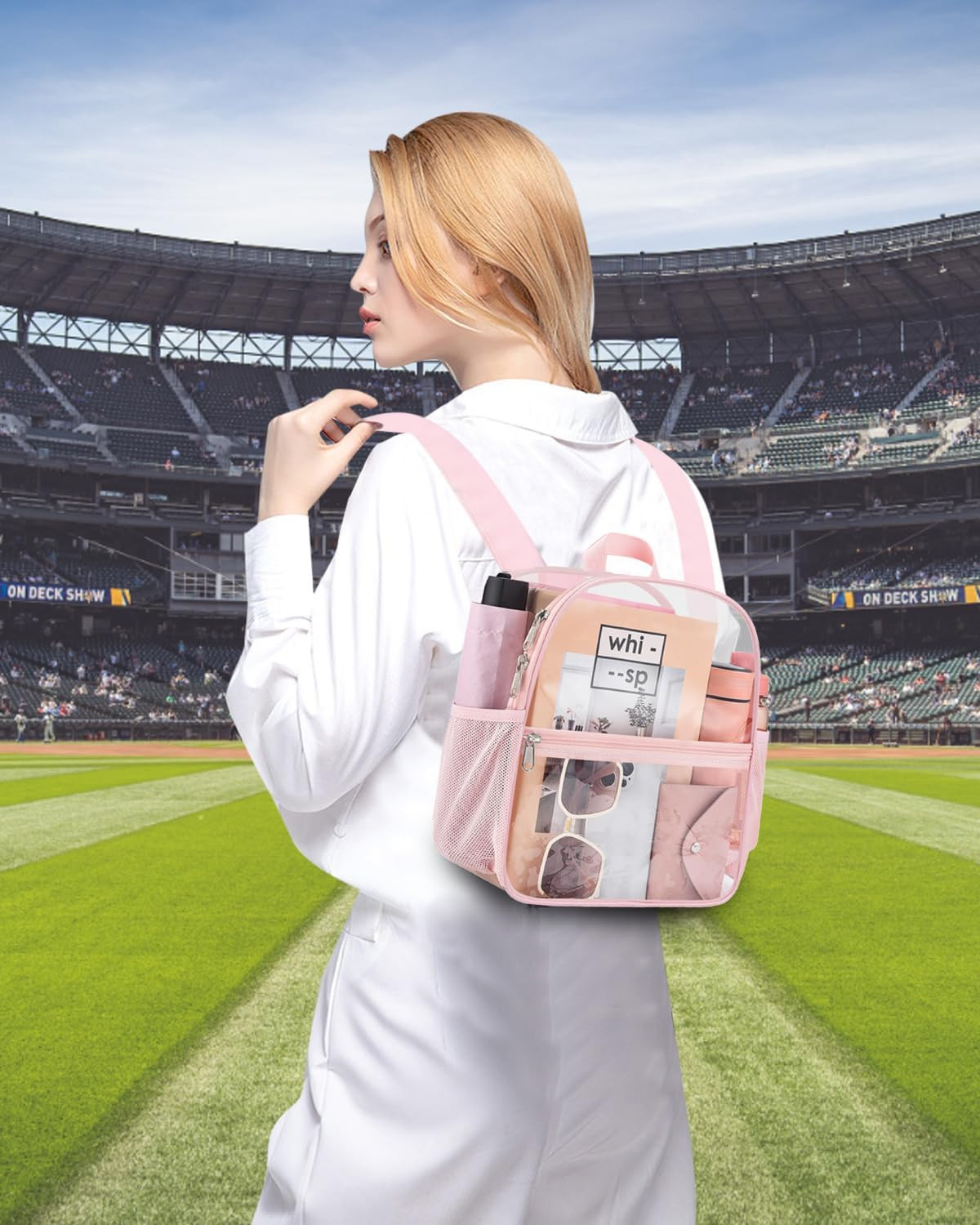 Clear Backpack for Stadium Events, 12X12X6 Small Clear Plastic Bag with Reinforc