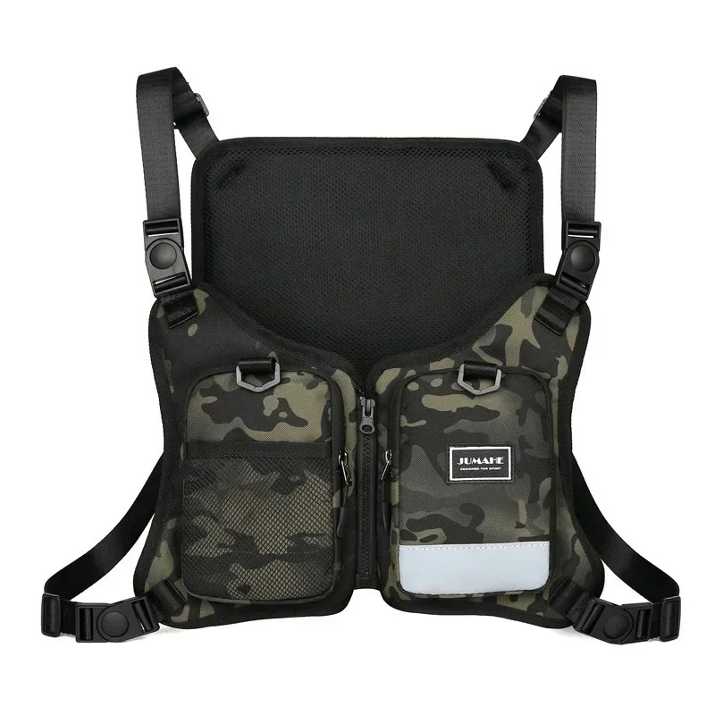 Function Outdoor Chest Bag Vest Outdoor Hip Hop Sports Fitness Men Protective Re