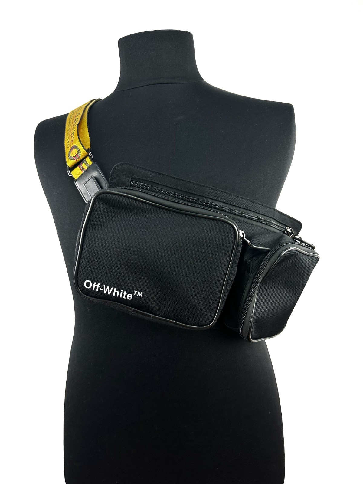 Off-White Logo Print Pouch Detachable Messenger Crossbody Bag Black