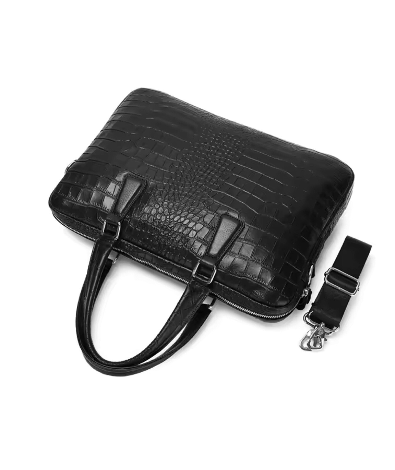 Luxury Genuine Leather Crocodile Grain Briefcases Hard For Men 15.6 Inch Laptop