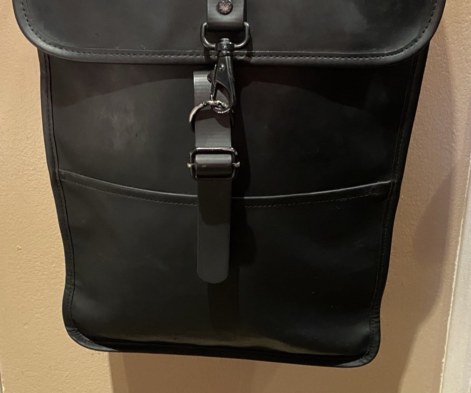 Rains Unisex Black Rubber Minimalist Laptop Backpack 19 x 12