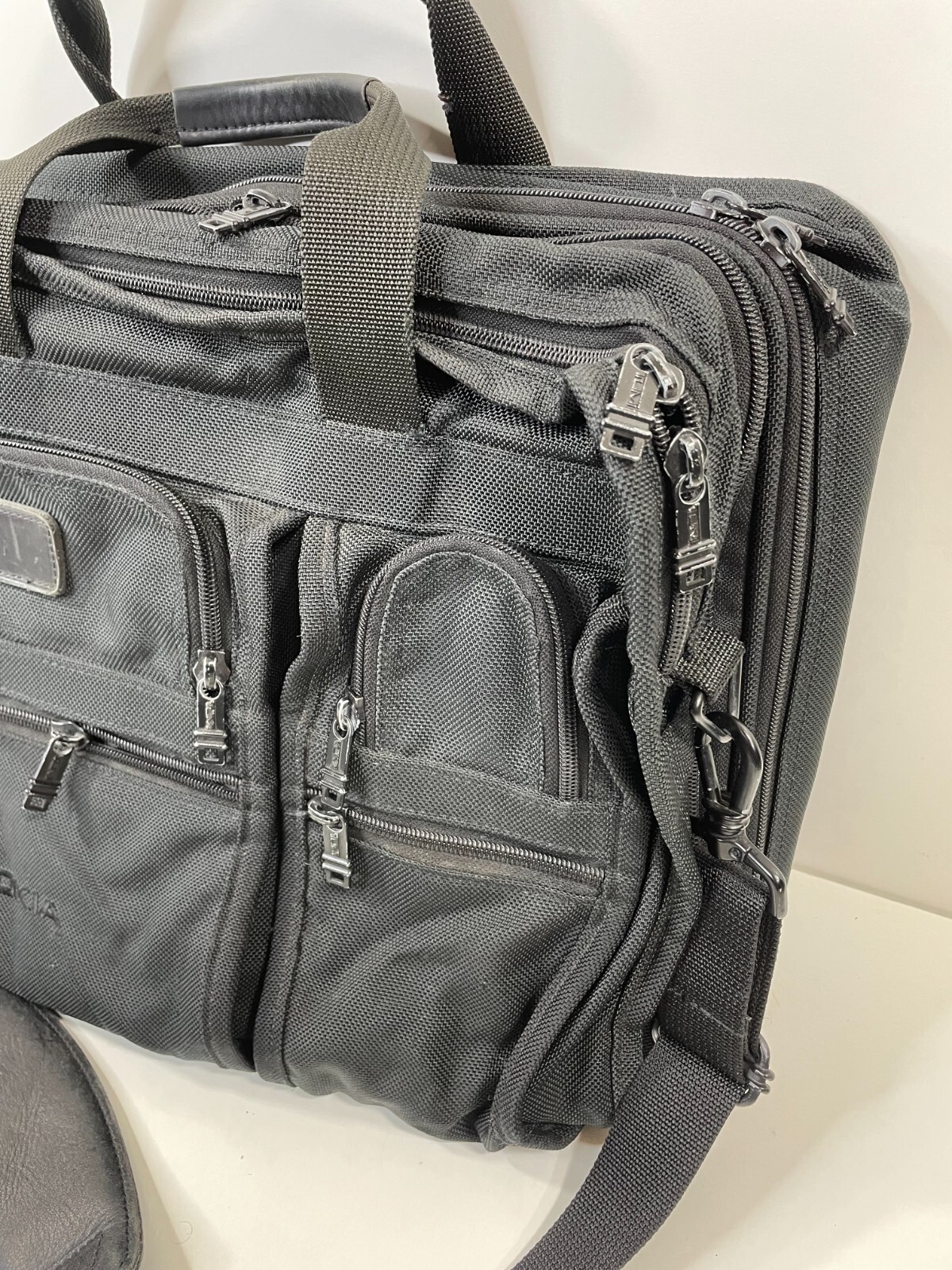 Tumi Alpha Expandable Black Ballistic Nylon Briefcase Work Shoulder Bag
