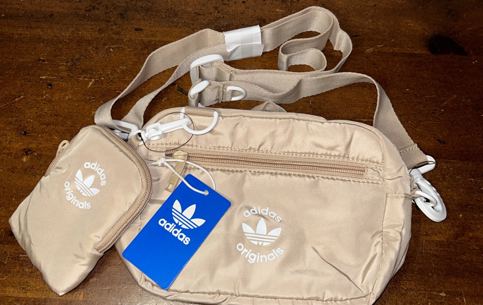 Adidas Original Puffer Pouch Magic Beige White Crossbody Fanny Hip Pack