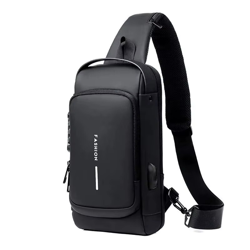 Men’s Anti-theft USB Shoulder Bag Crossbody Travel Sling Chest Bags Waterproof