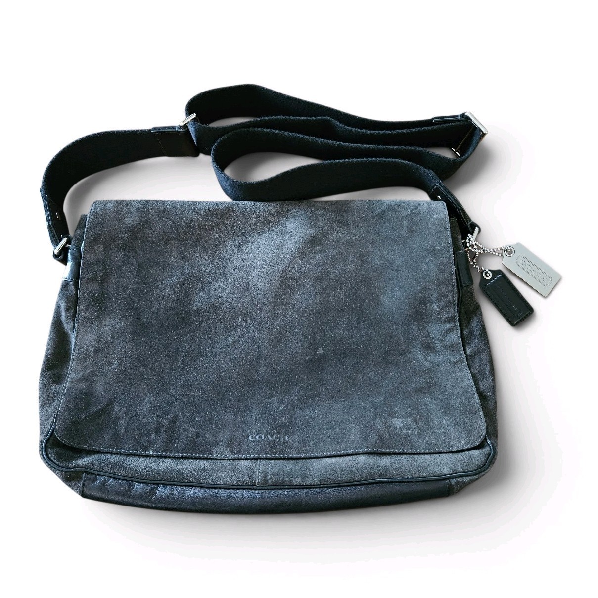Men’s Coach Vintage Suede/Leather Messenger Bag M1193-70528 Black