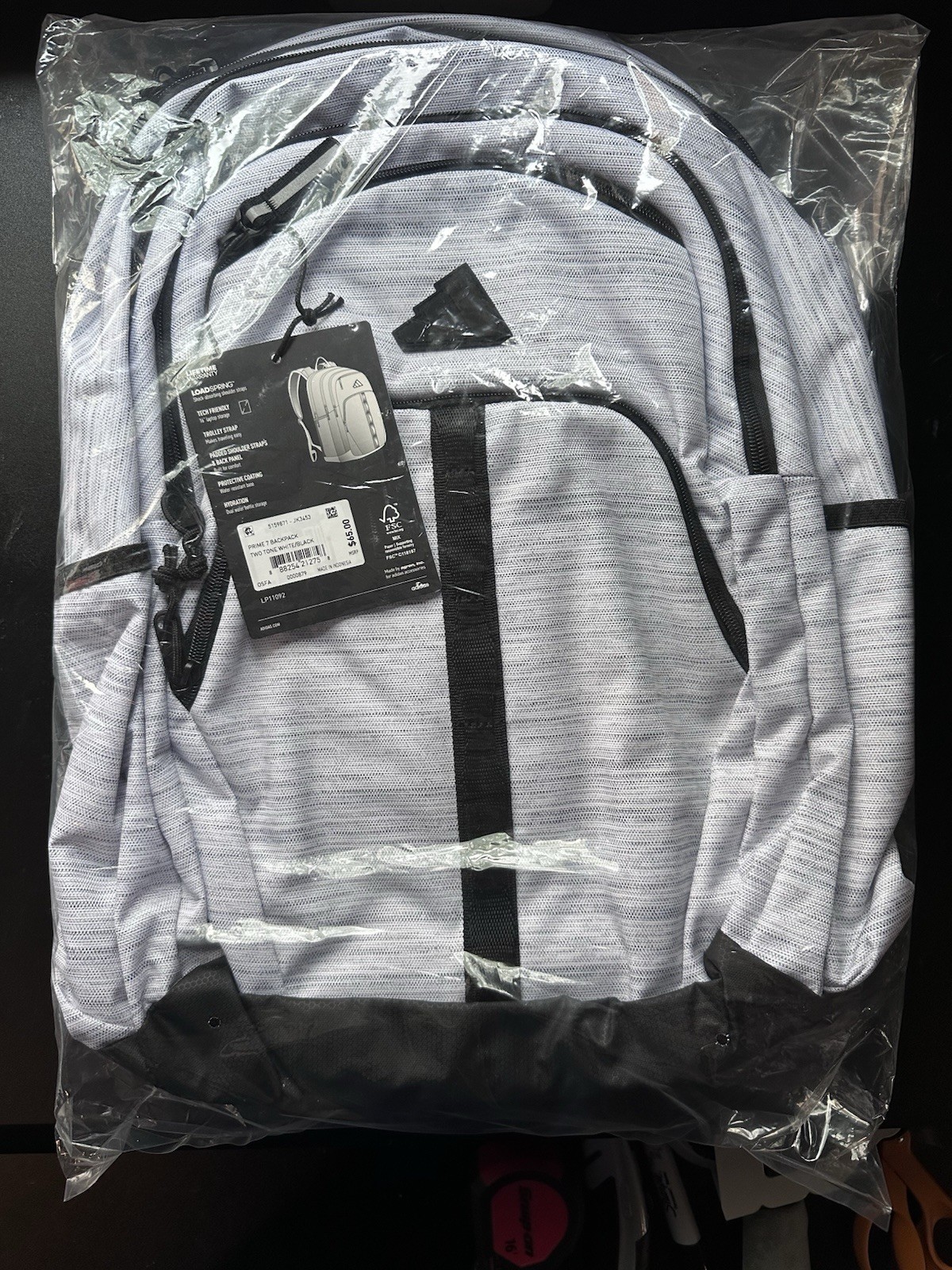 Adidas Prime 7 Backpack White/Black, Brand New, 🎁Great Price🎁