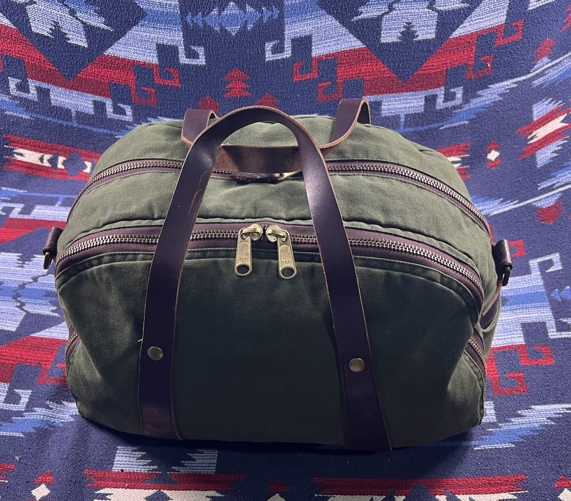 Vintage Sportsman Duffle Bag Otter Green Rugged Twill Canvas Carry On Travel