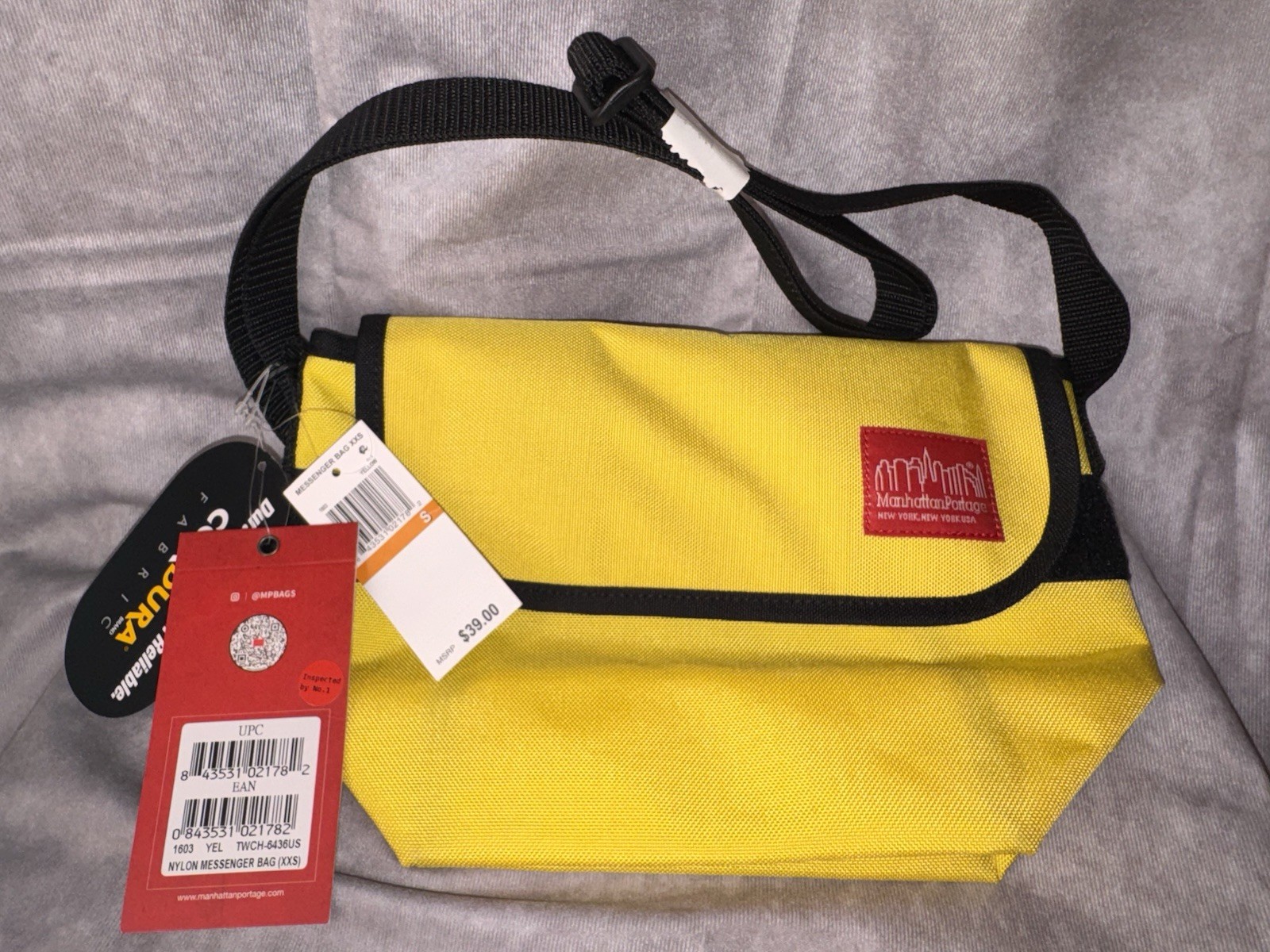 New W Tags Manhattan Portage Messenger Bag S Small Yellow Crossbody msrp $39
