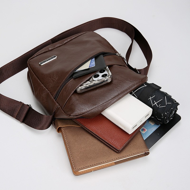 Men‘s Leather Shoulder Bag Handbag Crossbody Bag Sling Briefcase Messenger Bag