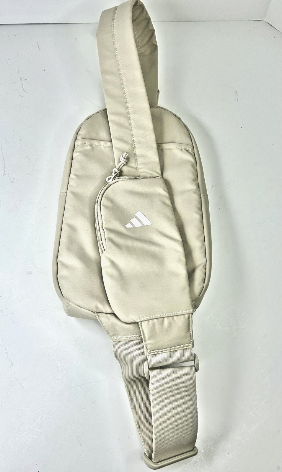 adidas Essentials 3 Sling Crossbody Bag with Carabiner and Multi-Pocket Beige