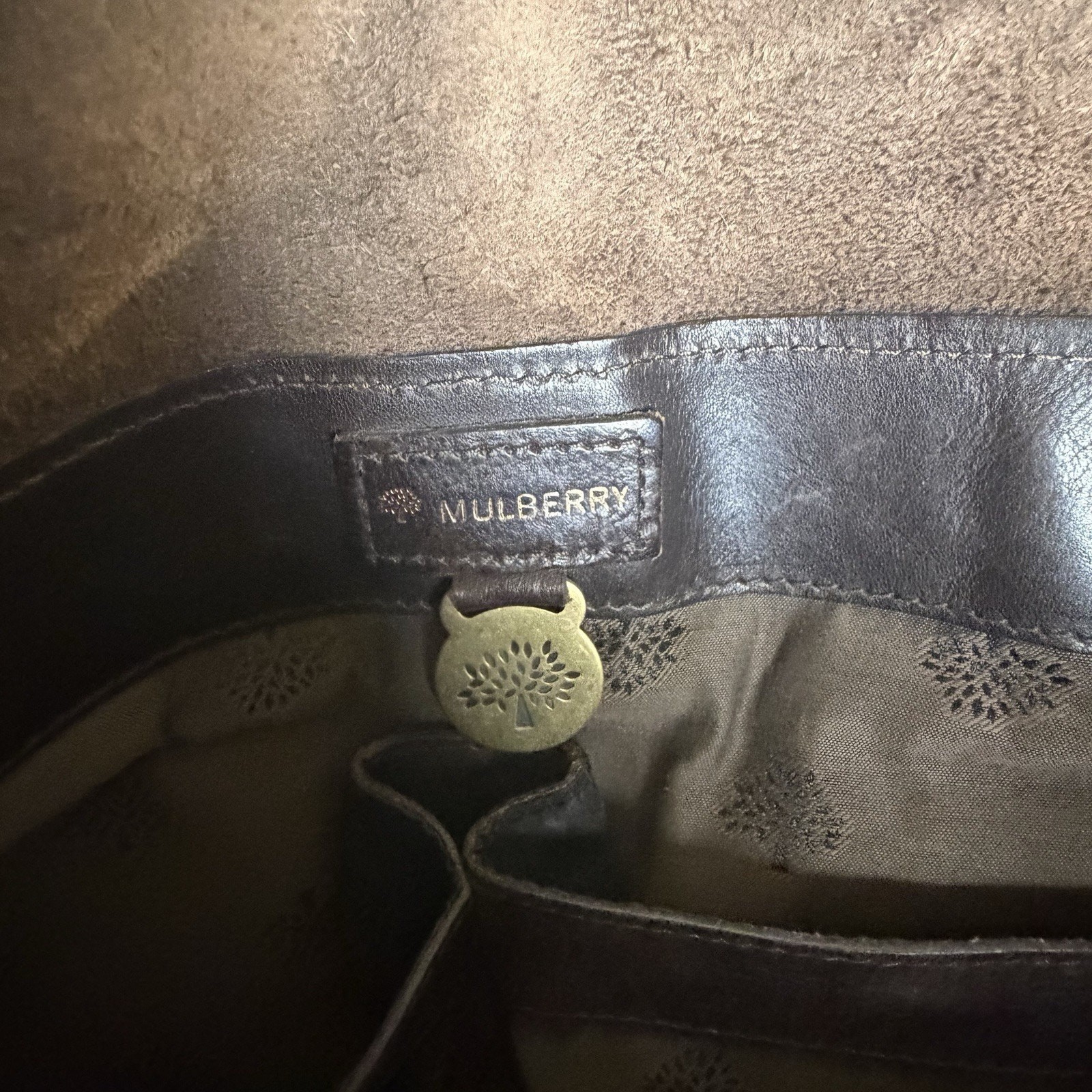 Mulberry Scotchgrain Leather Chocolate Brown Briefcase Document Case with Strap
