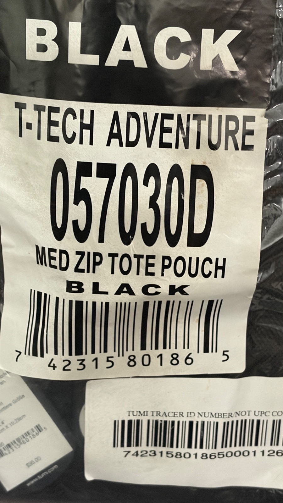NWT Tumi T-Tech 057030D Adventure Medium Zip Tote Pouch Black Sling Crossbody